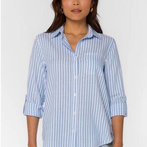 Elisa White Green Stripe Shirt
